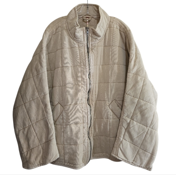 Free People Dolman Quilted Knit Jacket In Vanilla Creme XL Oversized Casual - Picture 7 of 15